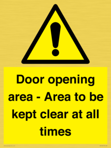 WA12448: Door opening area - Area to be kept clear at all times