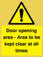 WA12448: Door opening area - Area to be kept clear at all times