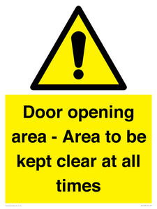 WA12448: Door opening area - Area to be kept clear at all times