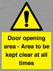 WA12448: Door opening area - Area to be kept clear at all times