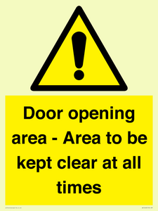 WA12448: Door opening area - Area to be kept clear at all times