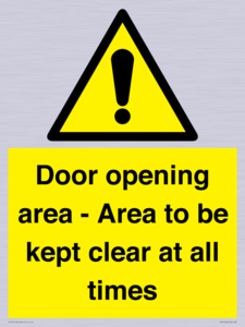 WA12448: Door opening area - Area to be kept clear at all times