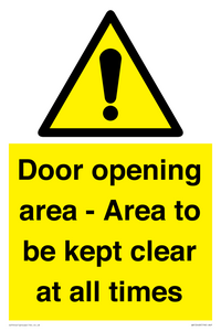 WA12448: Door opening area - Area to be kept clear at all times