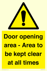 WA12448: Door opening area - Area to be kept clear at all times