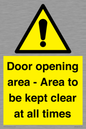 WA12448: Door opening area - Area to be kept clear at all times
