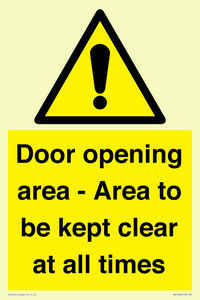 WA12448: Door opening area - Area to be kept clear at all times