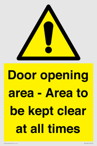 WA12448: Door opening area - Area to be kept clear at all times