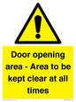 WA12448: Door opening area - Area to be kept clear at all times