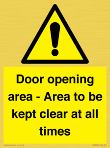 WA12448: Door opening area - Area to be kept clear at all times