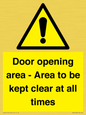 WA12448: Door opening area - Area to be kept clear at all times