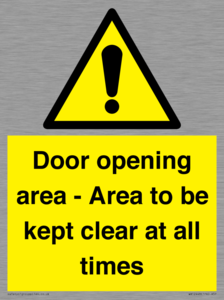 WA12448: Door opening area - Area to be kept clear at all times