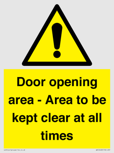 WA12448: Door opening area - Area to be kept clear at all times
