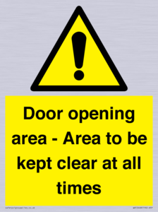 WA12448: Door opening area - Area to be kept clear at all times
