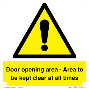 WA12448: Door opening area - Area to be kept clear at all times