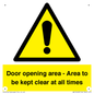 WA12448: Door opening area - Area to be kept clear at all times