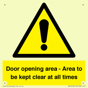 WA12448: Door opening area - Area to be kept clear at all times