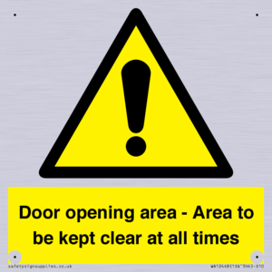 WA12448: Door opening area - Area to be kept clear at all times