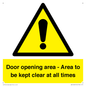 WA12448: Door opening area - Area to be kept clear at all times