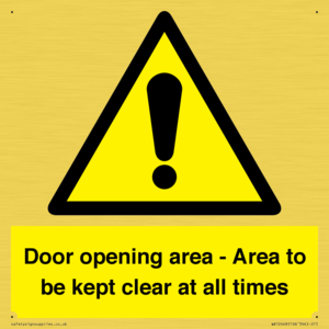 WA12448: Door opening area - Area to be kept clear at all times