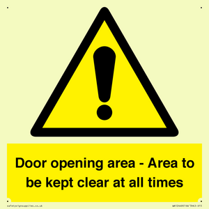 WA12448: Door opening area - Area to be kept clear at all times