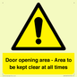 WA12448: Door opening area - Area to be kept clear at all times