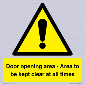 WA12448: Door opening area - Area to be kept clear at all times
