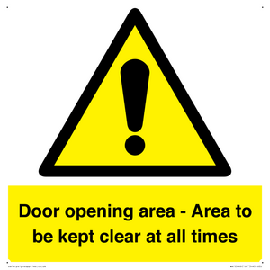 WA12448: Door opening area - Area to be kept clear at all times