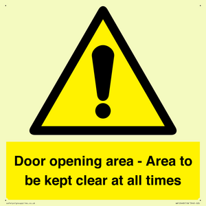 WA12448: Door opening area - Area to be kept clear at all times