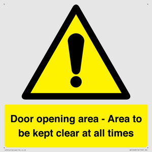 WA12448: Door opening area - Area to be kept clear at all times