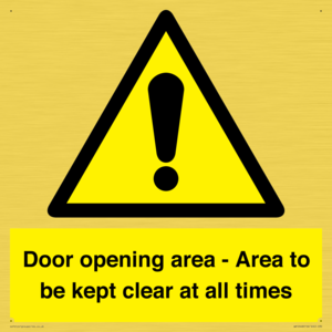 WA12448: Door opening area - Area to be kept clear at all times