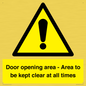 WA12448: Door opening area - Area to be kept clear at all times