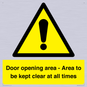 WA12448: Door opening area - Area to be kept clear at all times
