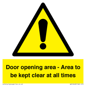 WA12448: Door opening area - Area to be kept clear at all times