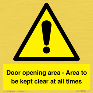 WA12448: Door opening area - Area to be kept clear at all times