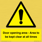 WA12448: Door opening area - Area to be kept clear at all times