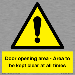 WA12448: Door opening area - Area to be kept clear at all times
