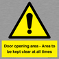 WA12448: Door opening area - Area to be kept clear at all times