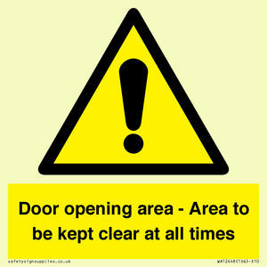 WA12448: Door opening area - Area to be kept clear at all times
