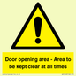WA12448: Door opening area - Area to be kept clear at all times