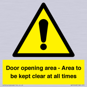 WA12448: Door opening area - Area to be kept clear at all times