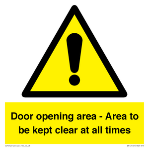 WA12448: Door opening area - Area to be kept clear at all times