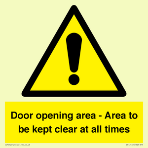 WA12448: Door opening area - Area to be kept clear at all times
