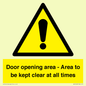 WA12448: Door opening area - Area to be kept clear at all times