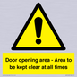 WA12448: Door opening area - Area to be kept clear at all times