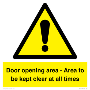 WA12448: Door opening area - Area to be kept clear at all times