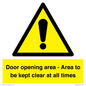 WA12448: Door opening area - Area to be kept clear at all times