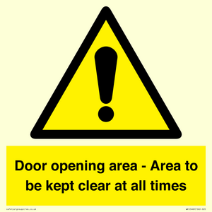 WA12448: Door opening area - Area to be kept clear at all times