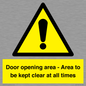 WA12448: Door opening area - Area to be kept clear at all times