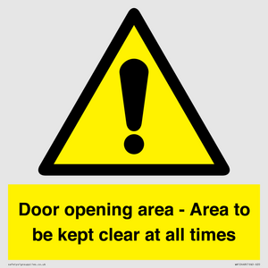 WA12448: Door opening area - Area to be kept clear at all times