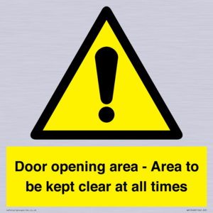 WA12448: Door opening area - Area to be kept clear at all times